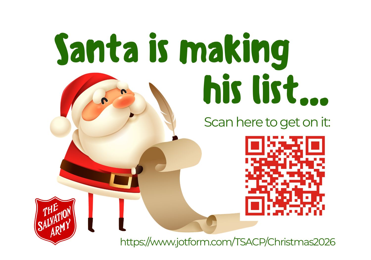 Santa Claus with a scroll of paper, checking his list